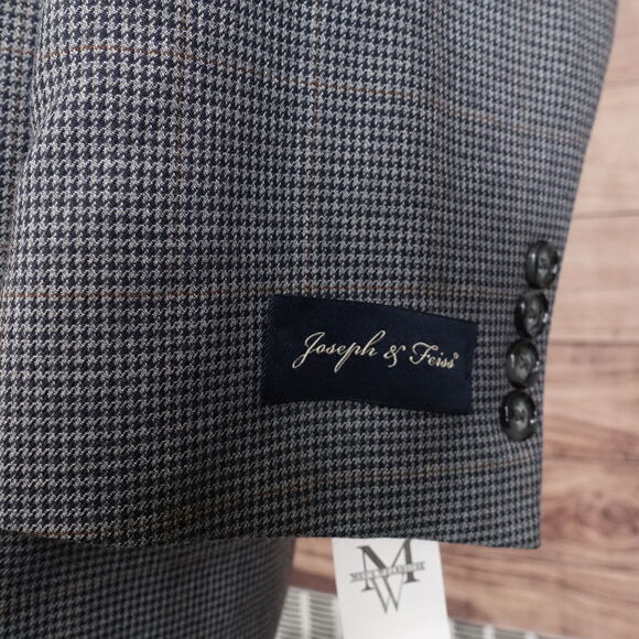 NWT JOSEPH & FEISS GREY HOUNDSTOOTH SPORT BLAZER SPORT COAT MENS SZ 40L NEW! - Picture 4 of 10